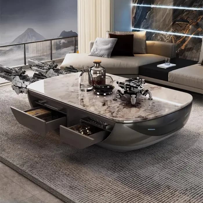Tables basses design nordique de luxe avec rangement pour salon