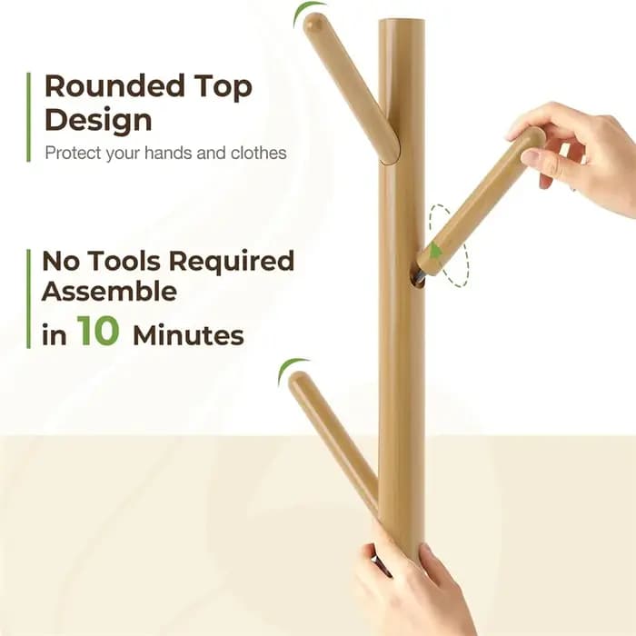 Crochets en bois pour manteau sur pied T1, manteau sur pied, vêtements, arbre avec 8 crochets pour c
