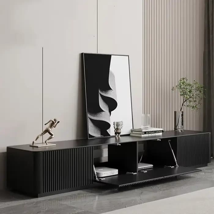 Meuble Tv noir nordique, meuble Tv Simple et moderne en bois massif, meuble de styliste modulaire