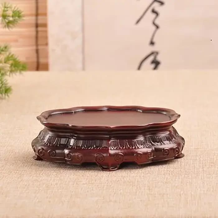 Présentoir en palissandre naturel – Socle en bois massif pour Vase