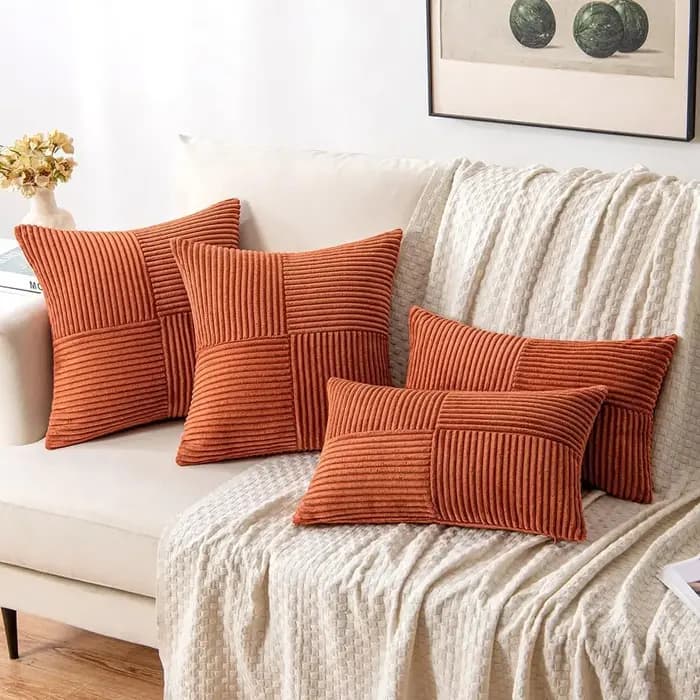 Housse de coussin Boho rouille
