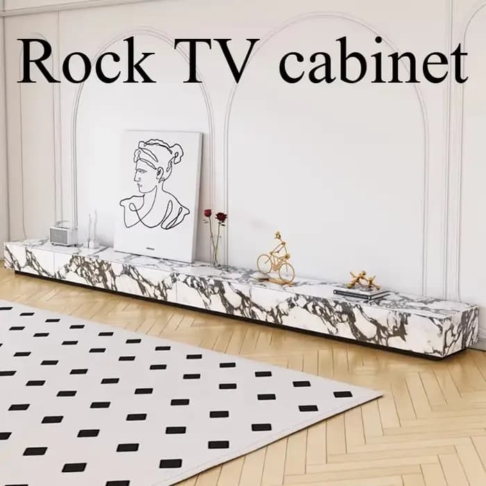 Meuble TV de Luxe Unique avec Rangement et Ornement