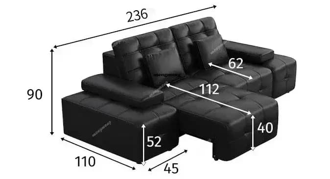 Canapé-lit convertible de luxe Lawrence en cuir véritable pour salon, multifonctionnel, électrique,