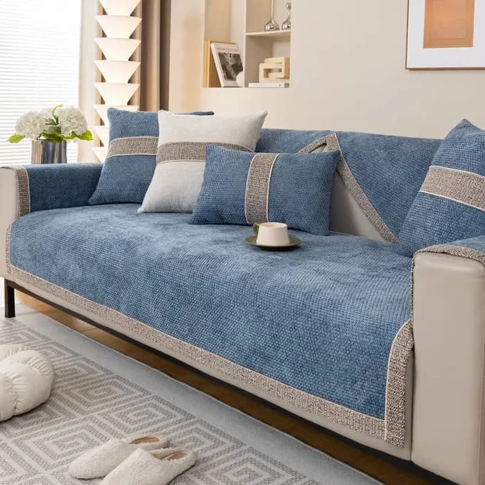 Housse de canapé en coton et lin tissé, coussin de dossier universel toutes saisons antidérapant, se