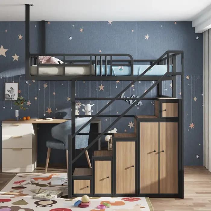 Loft multifonctionnel en fer forgé hamac peu encombrant semi-sol appartement loft surélevé étudiant