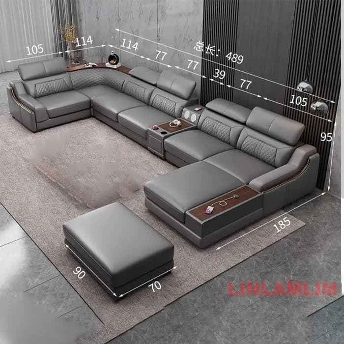 Ensemble de canapés sectionnels modernes en forme de U avec chaise longue