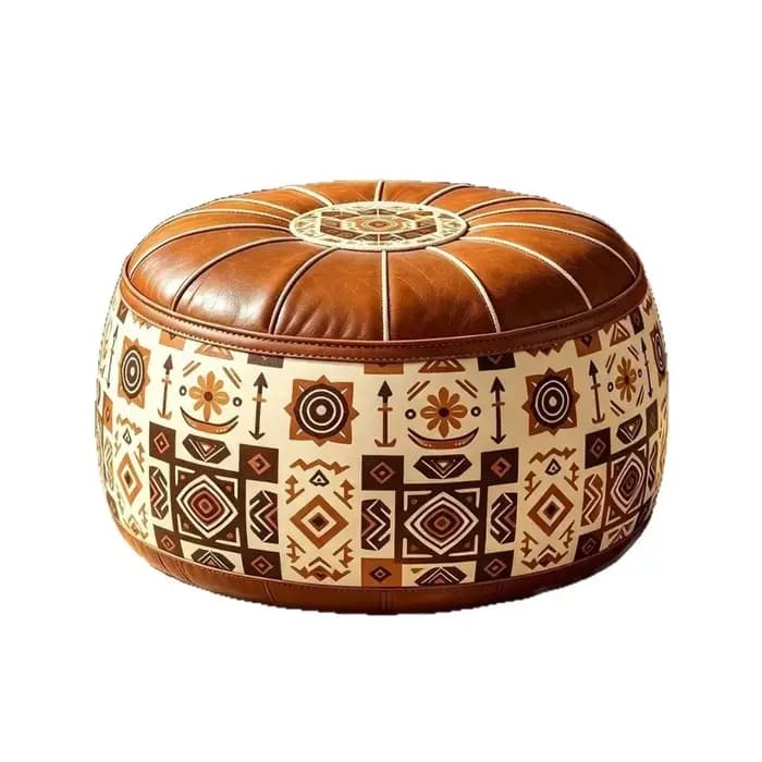 Housse de pouf de style bohème, ottoman de rangement pliable non rembourré en cuir PU, sac de rangem