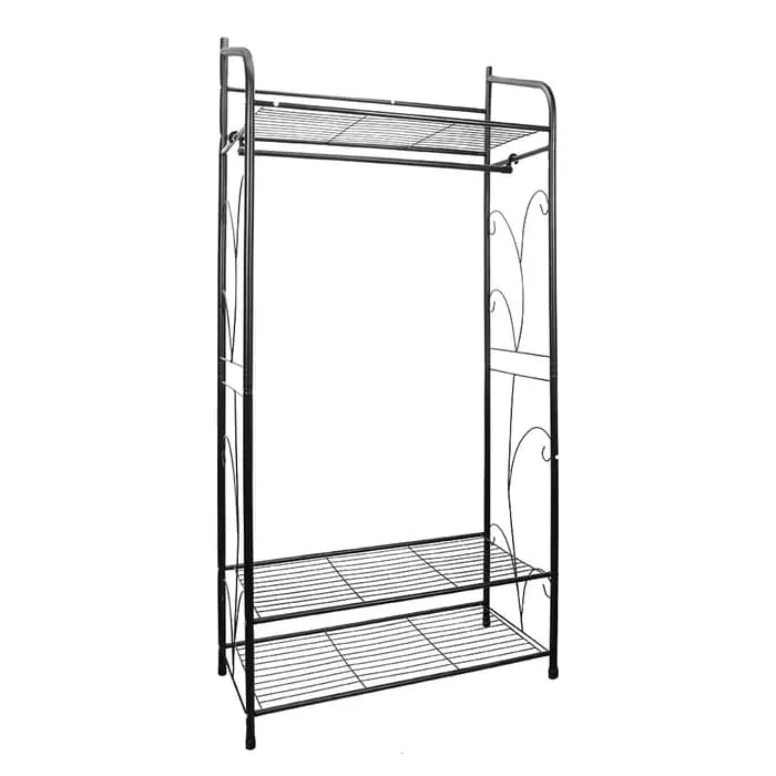 Armoire Ouverte à Vêtement: Penderie à Vêtements Fer Solide Porte Manteau sur Pieds Métallique Noir Idéal pour Entrée