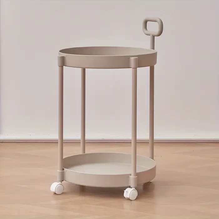 Table d'appoint élégante à 2 niveaux avec roulettes