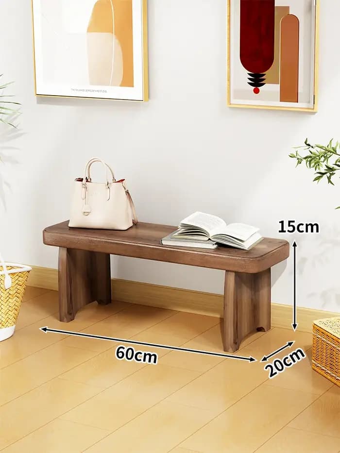  Banc d'entrée en bois massif – Tabouret polyvalent pour salon, table d'appoint de canapé et rangem