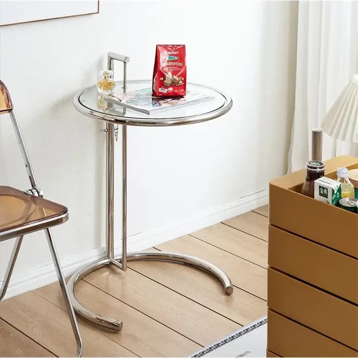 Petite table basse relevable en acier inoxydable