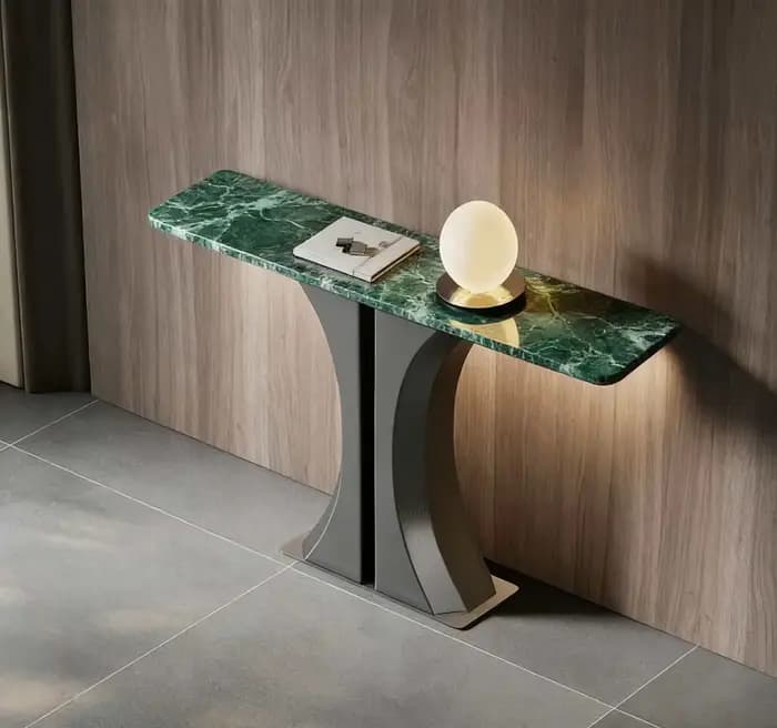 Table console d'entrée contemporaine et compacte, style industriel, avec rangement, pour appartement