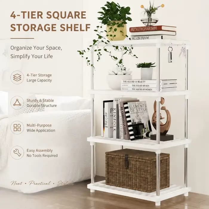Étagère de rangement carrée à 4 niveaux