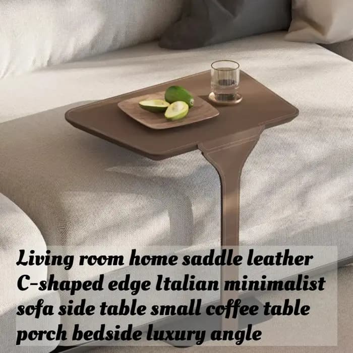 Table d'appoint en cuir en forme de C