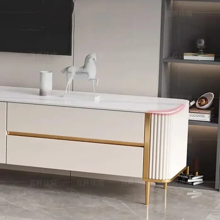 Meuble TV Rond Blanc – Design Premium