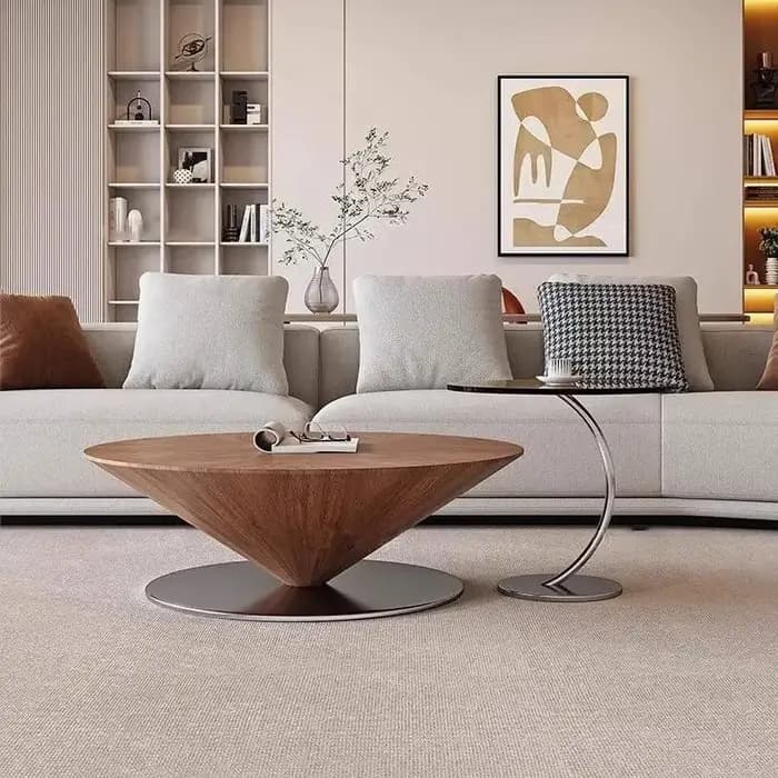 Table basse ronde en bois pour salon