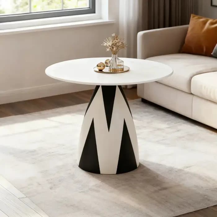 Table d'appoint ronde moderne de luxe léger, couleur crème, pour salon, table basse créative pour la maison