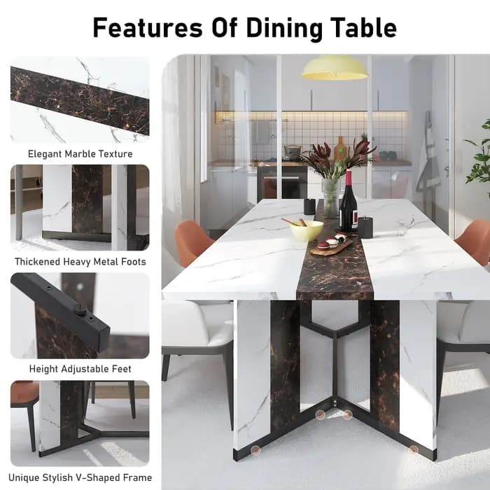 Grande table à manger rectangulaire blanche pour 4 5 6 8 10 personnes, table queen familiale avec do