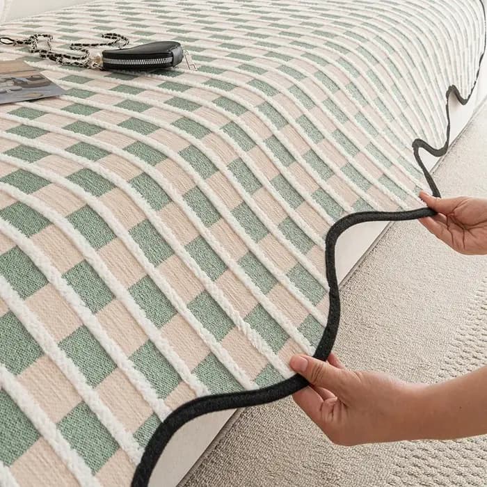 Housse de canapé à motif damier irrégulier