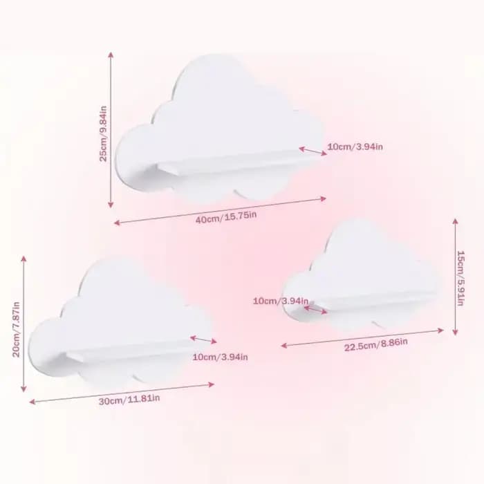Ensemble de 3 étagères murales flottantes en forme de nuage