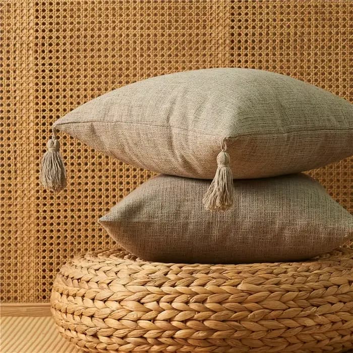 Juste de coussin décorative en lin jaune pour canapé