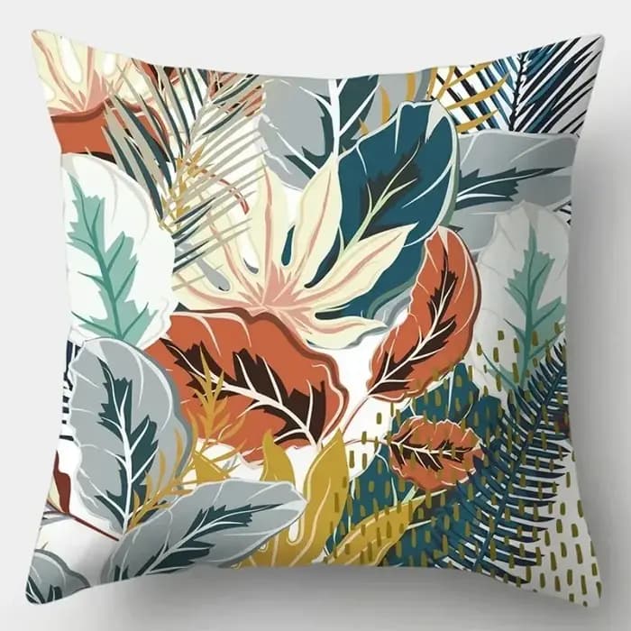 Housse de coussin décorative de luxe pour salon, motif plante tropicale, pour canapé, style simple
