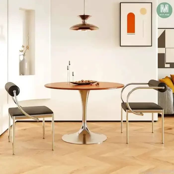 Chaise de salle à manger design style vintage en acier inoxydable, chaise de bureau, de chambre ou d