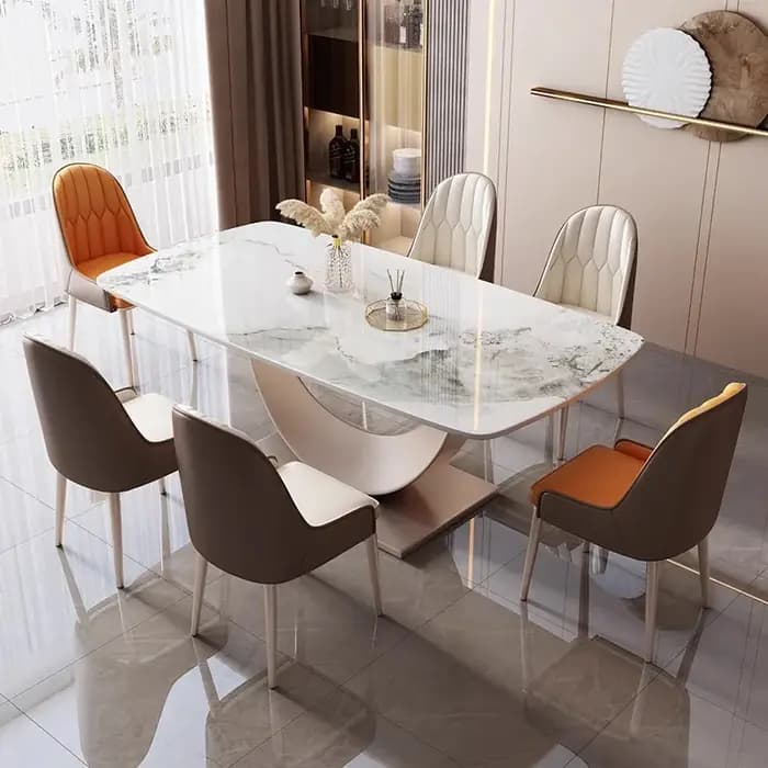 Chaises rectangulaires modernes en marbre pour salle à manger, table de cuisine, salle de réception,