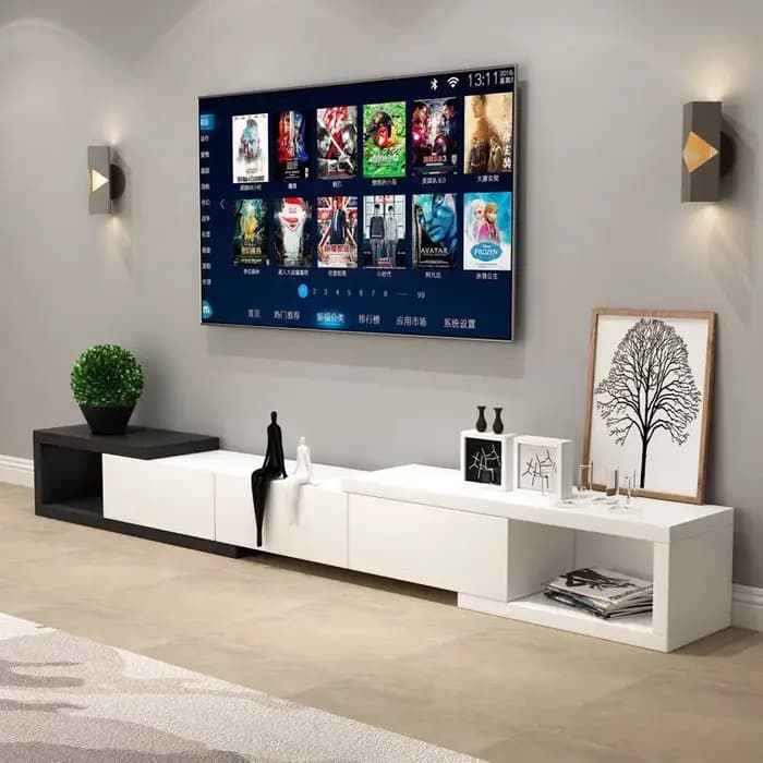 Meuble Tv esthétique élégant modulaire réglable rétro avec rangement