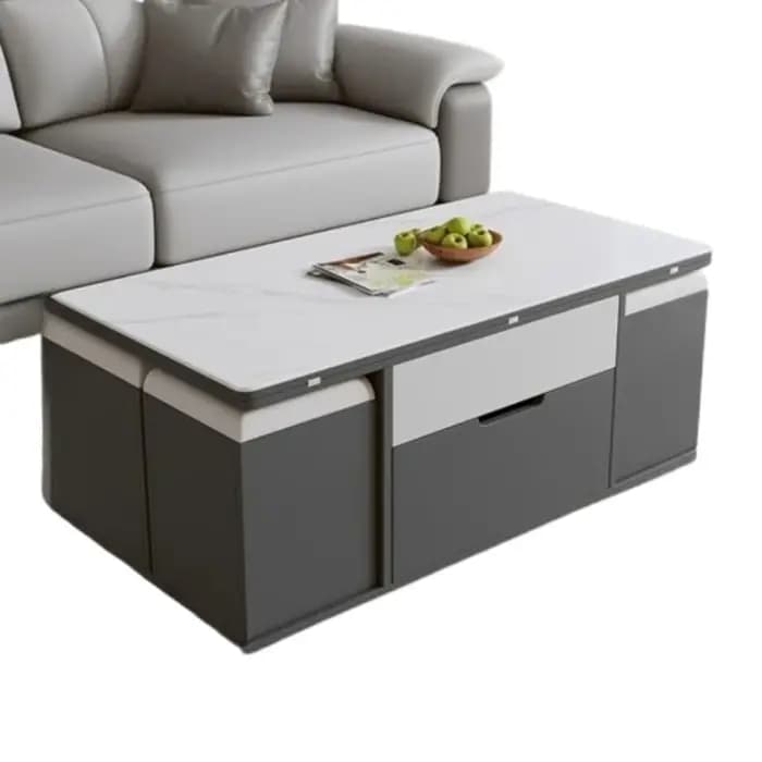 Table basse carrée blanche salon réglable Unique