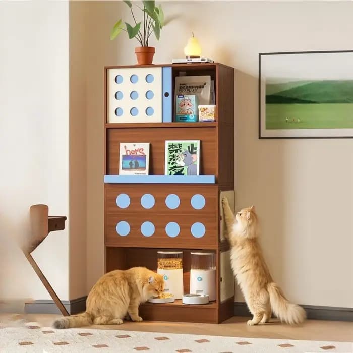 Meuble TV Rétro en Bois Massif