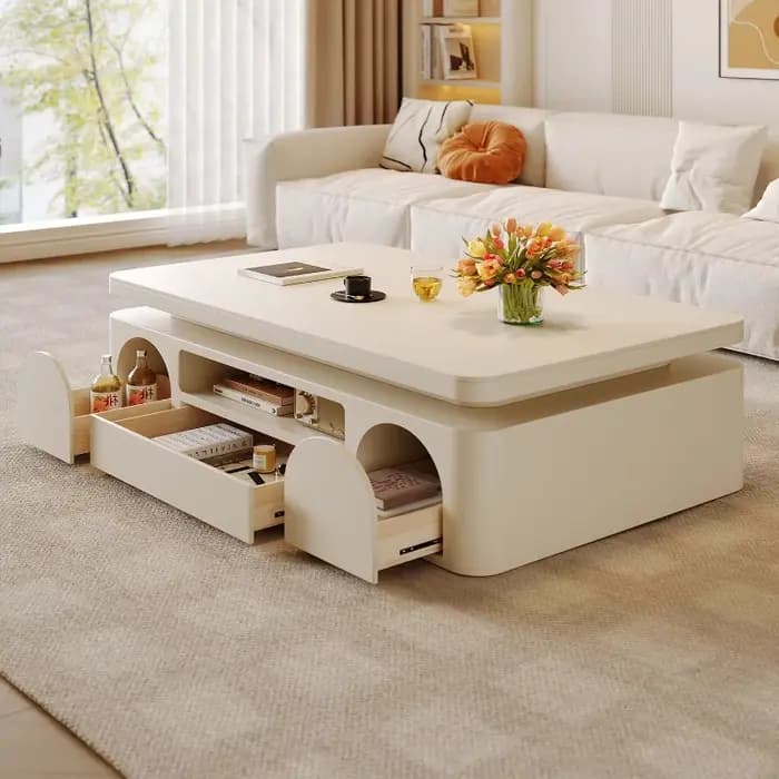 Table basse rectangulaire blanche de style nordique