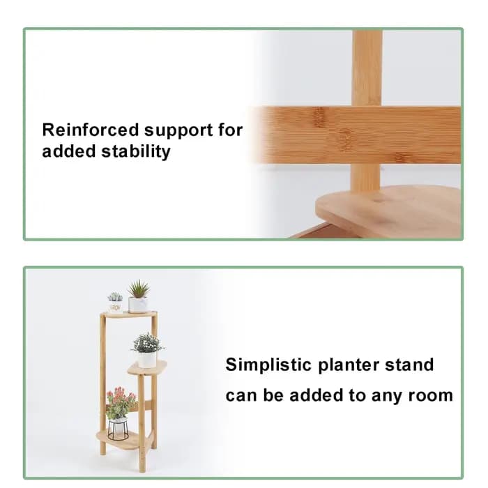 Support d'angle pour plantes à 3 niveaux, étagère pour plantes en bambou, support pour Pot, échelle