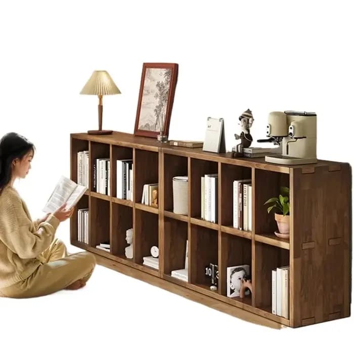 Bibliothèque courte en bois massif