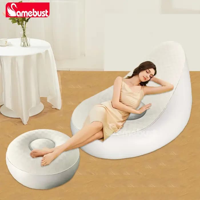 Canapé gonflable Camebust - Surface floquée, repose-pieds en PVC de haute qualité, gonflage rapide,