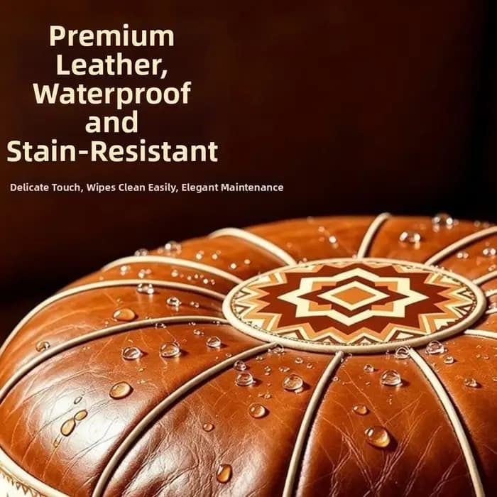 Housse de pouf de canapé style bohème, en cuir PU non rembourré, pouf de rangement imperméable à motif géométrique, sac de rangement pour vêtements, balcon