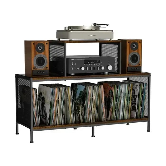Meuble de rangement pour tourne-disque et amplificateur audio