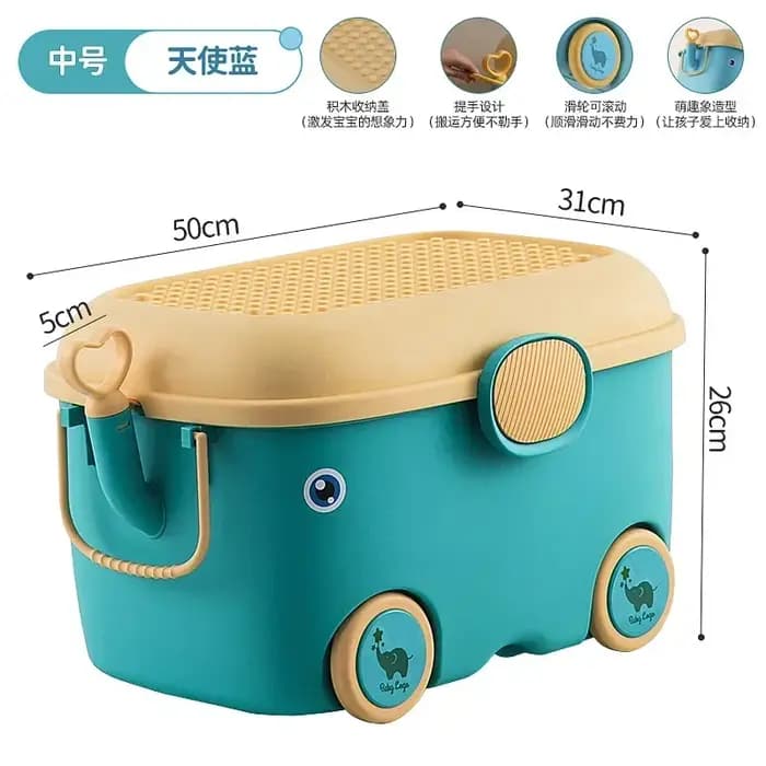 Grande boîte de rangement de jouets pour enfants, avec Design de dessin animé, bac en PP anti-poussi