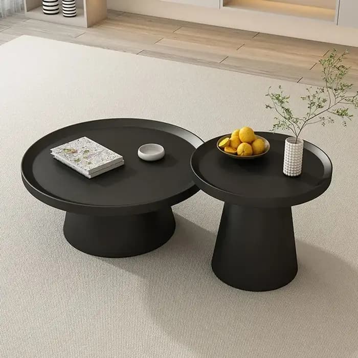 Plateau esthétique Tables basses ornements noirs Table basse réglable Simple ronde minimaliste Mesa Centro Salon meubles de maison