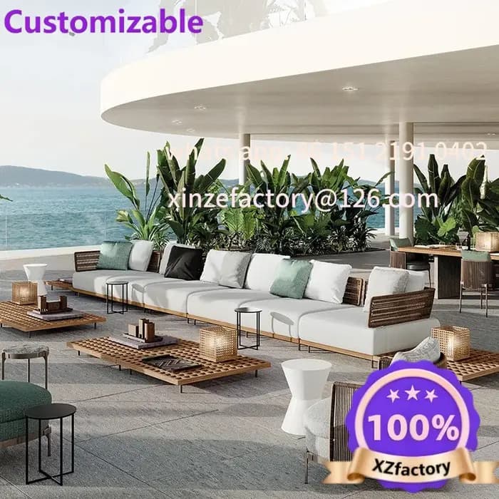 Combinaison de chaise en rotin d'art de loisirs de balcon de jardin en bois massif nordique personnalisable en plein
