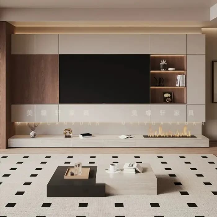 Meuble TV de luxe avec foyer intégré