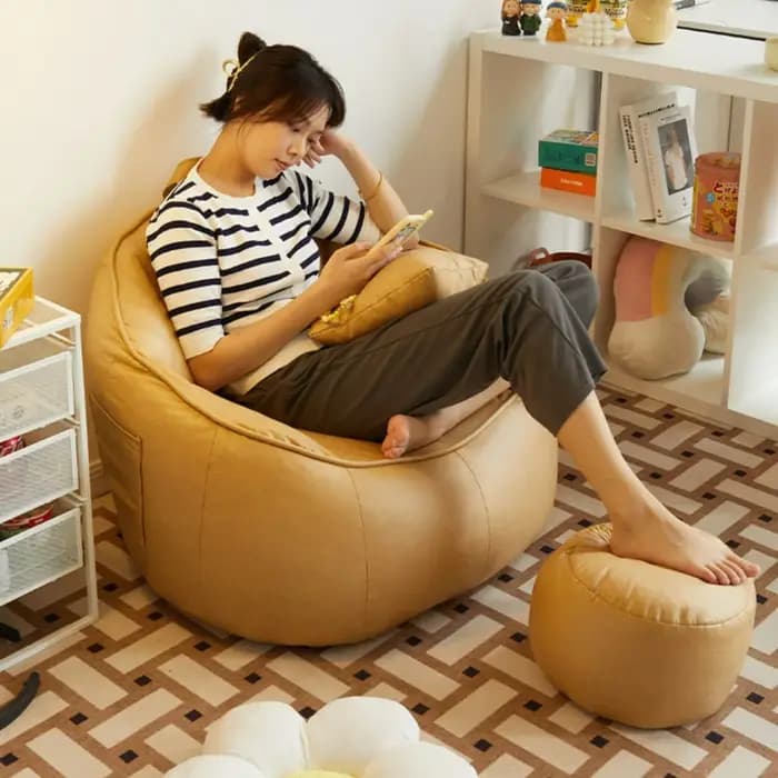 Canapé paresseux avec pédales pour chambre à coucher, siège au sol, canapé pouf en similicuir, canap