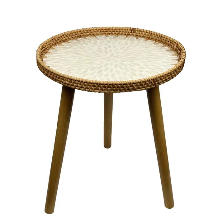 Table de bout ronde en rotin