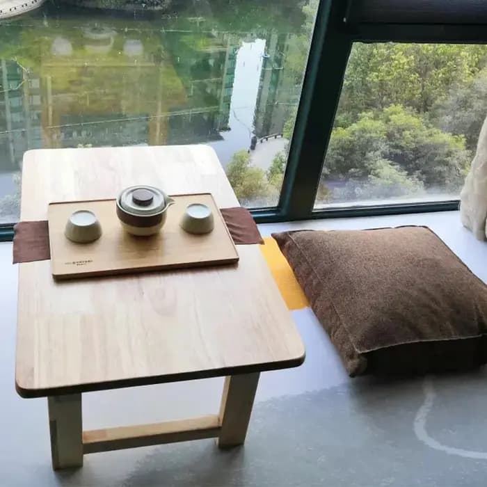 Table pliante en bois, baie vitrée japonaise, balcon, table basse, tatami, maison, chambre à coucher, lit, ordinateur, bureau d'étude, support divers pour Tatami