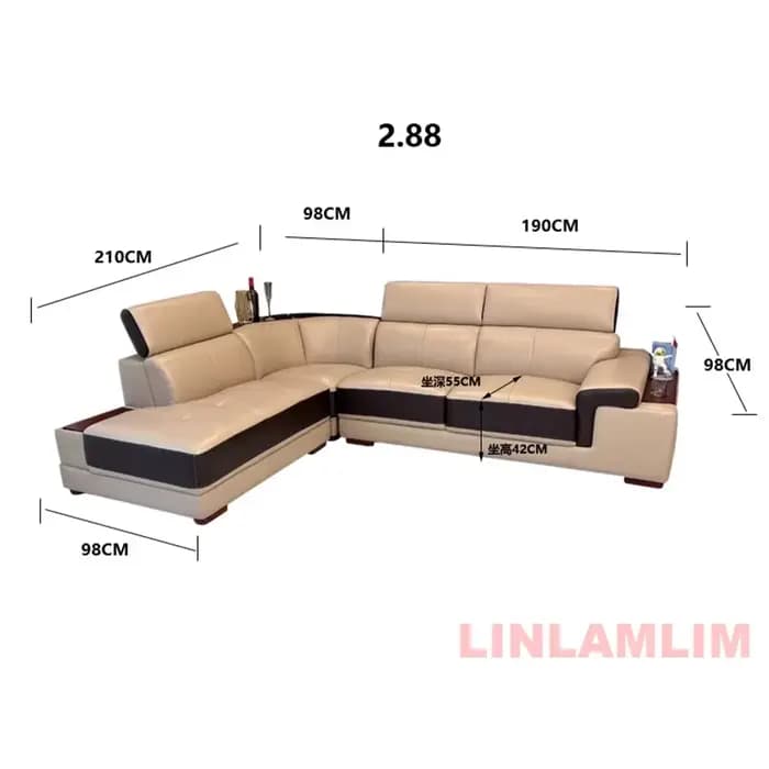 Canapé de salon en cuir italien Linlamlim | Canapé sectionnel moderne minimaliste en cuir véritabl