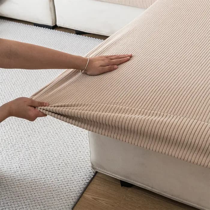 Housse de coussin de siège de canapé amovible extensible en Jacquard à rayures épaisses