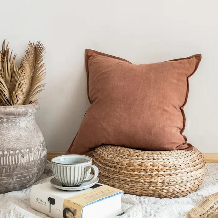 Housse de coussin de canapé en coton et lin épais