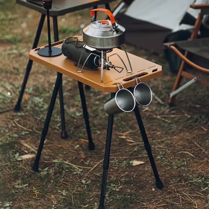 Table de camping pliante avec sac de transport, bureau léger réglable en hauteur, table d'ustensiles
