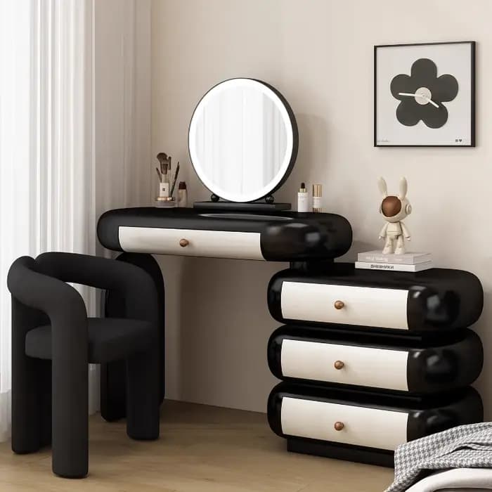 Coiffeuse de maquillage industrielle miroir dames chaises de salon modernes