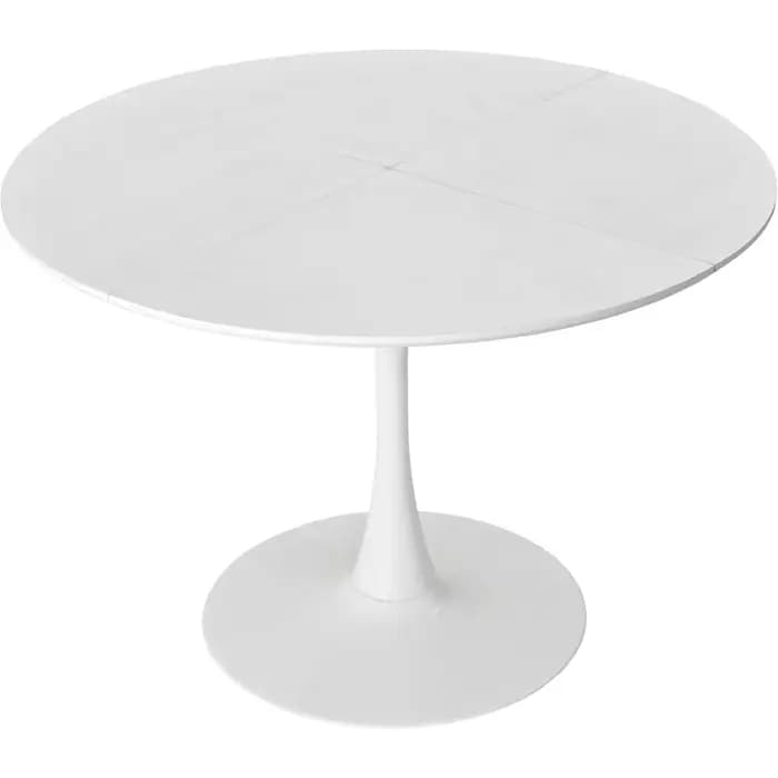 Table à manger ronde blanche de 47 pouces pour 4 5 6 personnes, table tulipe avec plateau étanche en